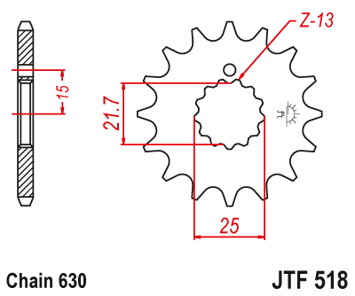 JT SPROCKETS gear wheel JTF518.15 (51815jt)